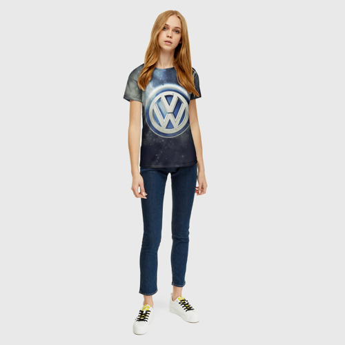 Женская футболка 3D с принтом Логотип Wolksvagen, вид сбоку #3