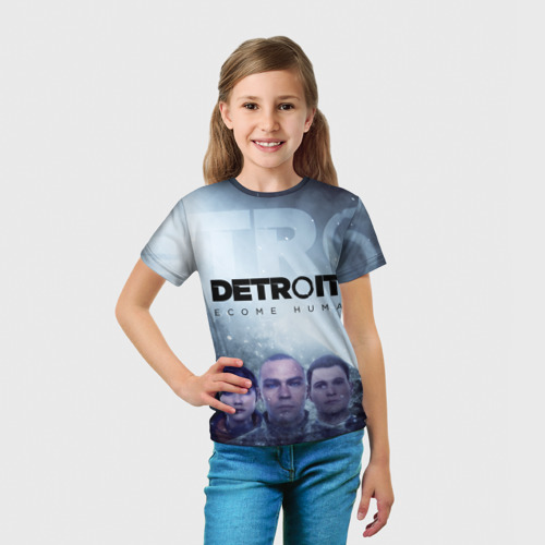 Детская футболка 3D с принтом Detroit Become Human, вид сбоку #3