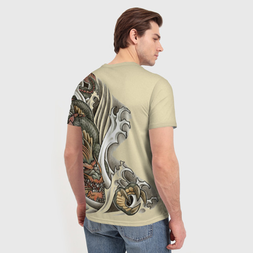Мужская футболка 3D с принтом Восточный дракон, вид сзади #2