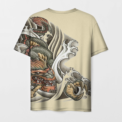 Мужская футболка 3D с принтом Восточный дракон, вид сзади #1