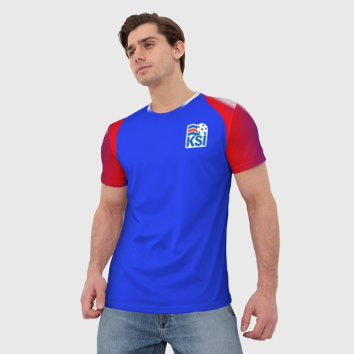 Мужская футболка 3D с принтом Сборная Исландии 2018, фото на моделе #1