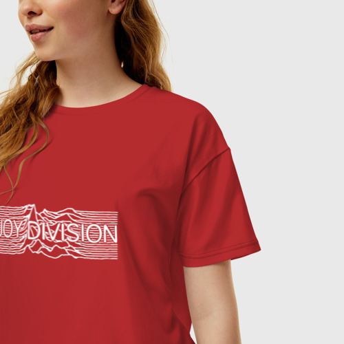 Женская футболка хлопок Oversize с принтом Joy Division, фото на моделе #1