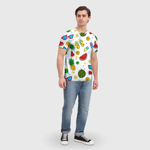 Мужская футболка 3D с принтом Летняя, вид сбоку #3