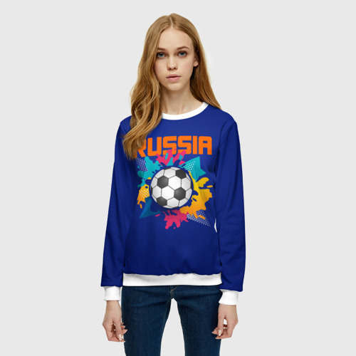 Женский свитшот 3D с принтом Футбол Россия, фото на моделе #1
