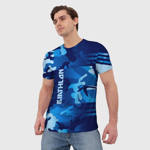 Мужская футболка 3D с принтом BIATHLON, фото на моделе #1