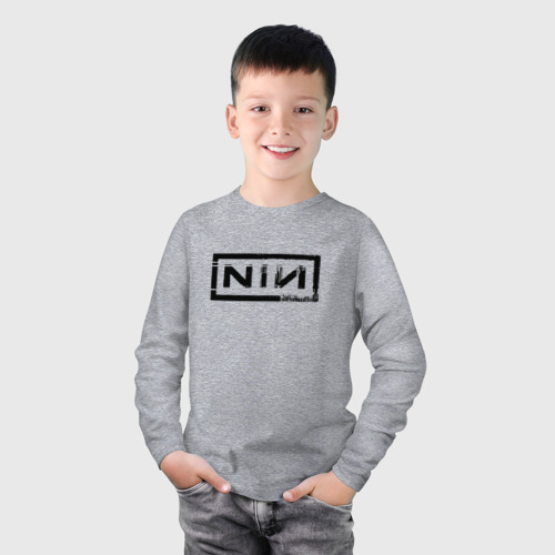 Детский лонгслив хлопок с принтом NIN, фото на моделе #1
