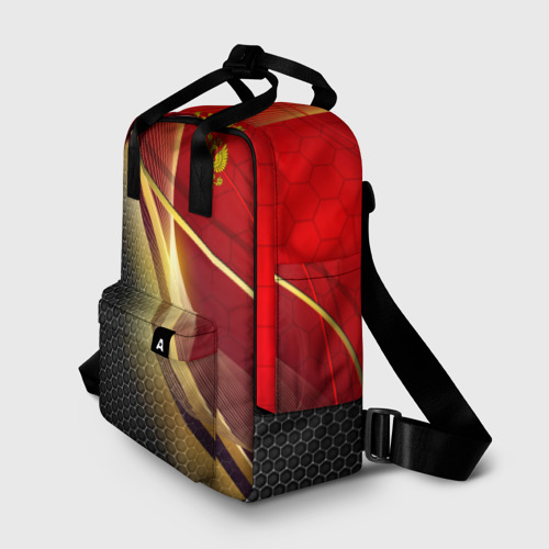 Женский рюкзак 3D с принтом Russia sport: red and black, фото на моделе #1