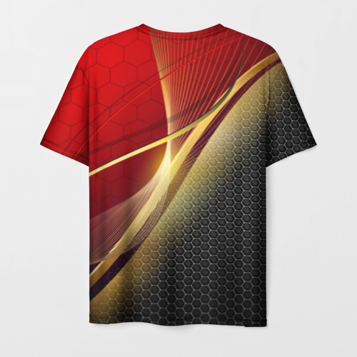 Мужская 3D футболка с принтом RUSSIA SPORT: Red and Black, вид сзади #1