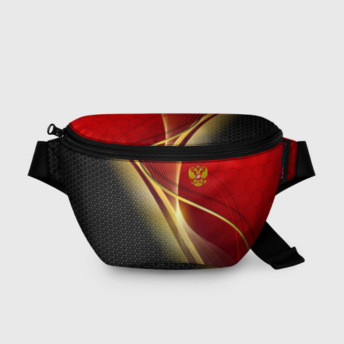 Поясная сумка 3D с принтом Russia sport: red and black, вид спереди #2