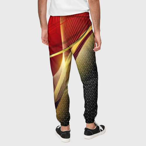 Мужские брюки 3D с принтом Russia sport: red and black, вид сзади #2