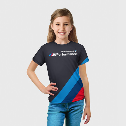 Детская футболка 3D с принтом BMW Performance, вид сбоку #3