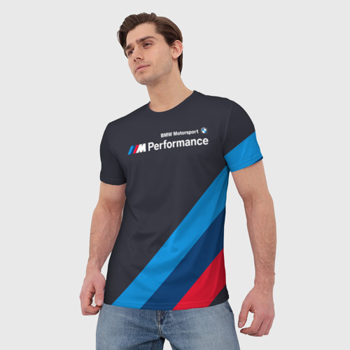 Мужская футболка 3D с принтом BMW Performance, фото на моделе #1