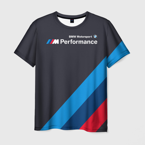 Мужская футболка 3D с принтом BMW Performance, вид спереди #2