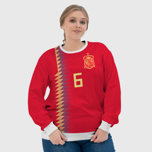 Женский свитшот 3D с принтом Iniesta home WC 2018, фото #4
