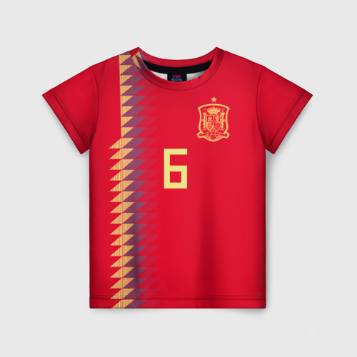 Детская футболка 3D с принтом Iniesta home WC 2018, вид спереди #2