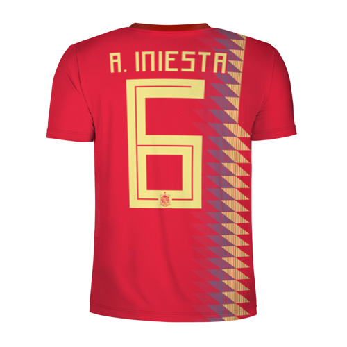 Мужская футболка 3D спортивная с принтом Iniesta home WC 2018, вид сзади #1