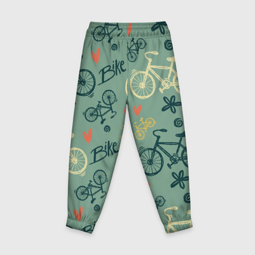 Детские брюки 3D с принтом Велосипед Текстура, вид сзади #1