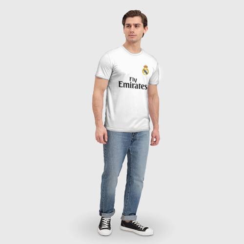 Мужская футболка 3D с принтом Ramos home 18-19, вид сбоку #3