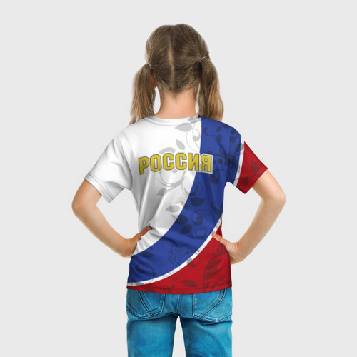 Детская 3D футболка с принтом Россия Спорт, вид сзади #2