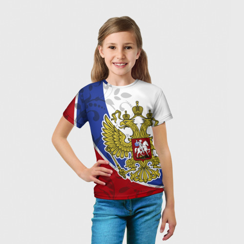 Детская футболка 3D с принтом Россия Спорт, вид сбоку #3