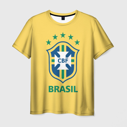 Мужская футболка 3D с принтом Сборная Бразилии, вид спереди #2