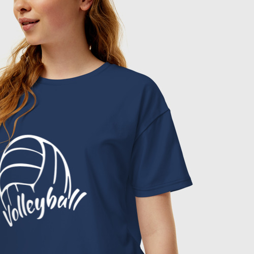 Женская футболка хлопок Oversize с принтом Волейбол, фото на моделе #1