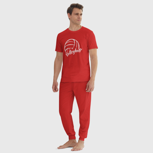 Мужская пижама хлопок с принтом Волейбол, вид сбоку #3