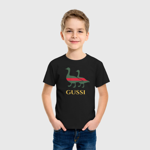 Детская футболка хлопок с принтом Gussi GG, фото на моделе #1