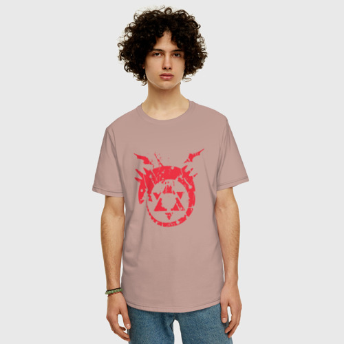 Мужская футболка хлопок Oversize с принтом Стальной Алхимик, фото на моделе #1