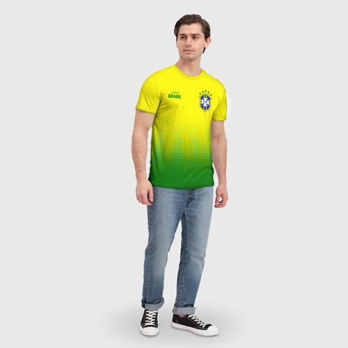Мужская футболка 3D с принтом Сборная Бразилии, вид сбоку #3