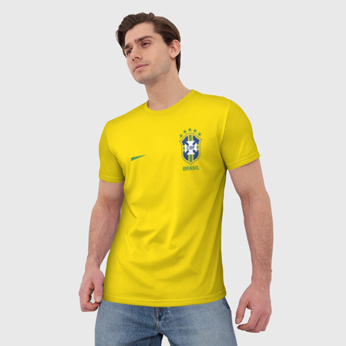 Мужская футболка 3D с принтом Бразилия форма без надписи сзади, фото на моделе #1