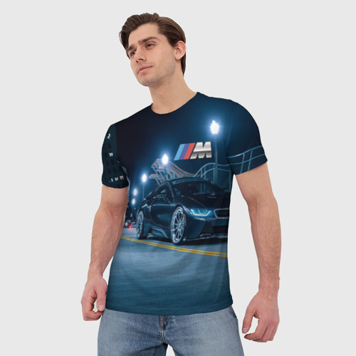 Мужская футболка 3D с принтом BMW, фото на моделе #1
