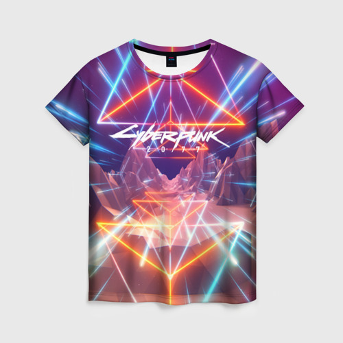 Женская футболка 3D с принтом Cyber Punk 2077, вид спереди #2