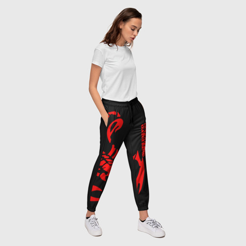 Женские брюки 3D с принтом Scorpions, вид сбоку #3