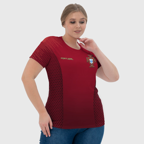 Женская футболка 3D с принтом Португалия форма с сеткой, фото #4