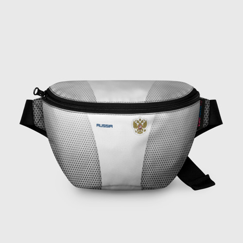 Поясная сумка 3D с принтом Сборная России форма с сеткой, вид спереди #2