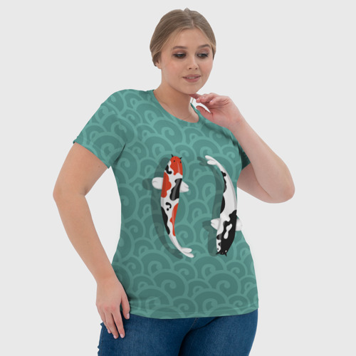 Женская футболка 3D с принтом Японские рыбки, фото #4
