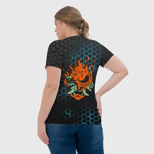 Женская футболка 3D с принтом CYBERPUNK 2077 (НА СПИНЕ) | КИБЕРПАНК 2077, вид сзади #2