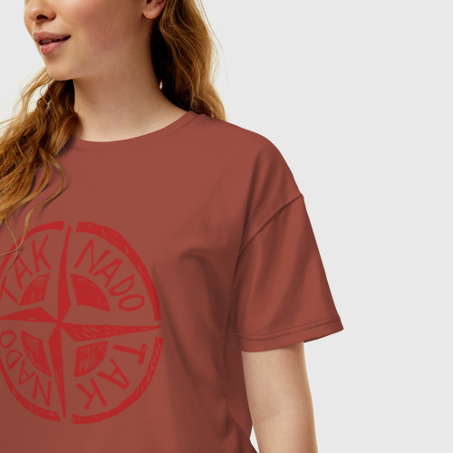 Женская футболка хлопок Oversize с принтом Taknado Wind Rose, фото на моделе #1