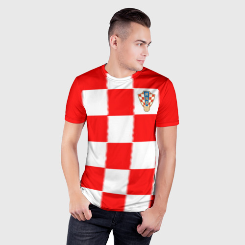 Мужская футболка 3D Slim с принтом Сборная Хорватии ЧМ 2018, фото на моделе #1