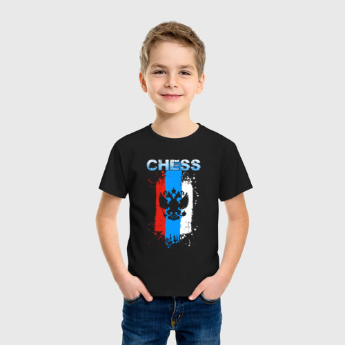Детская футболка хлопок с принтом Chess, фото на моделе #1