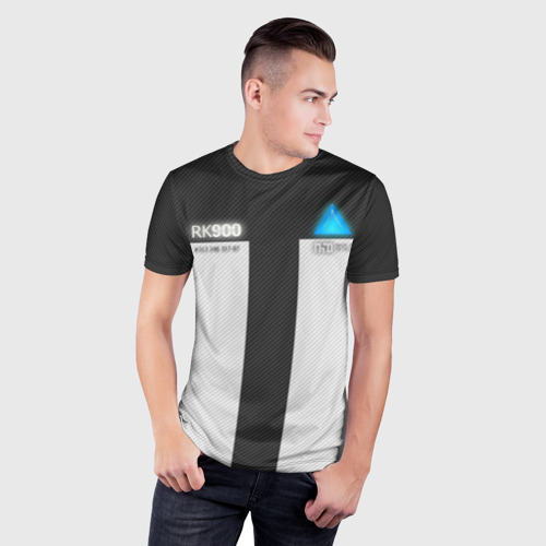 Мужская футболка 3D Slim с принтом Connor Detroit: Become Human, фото на моделе #1