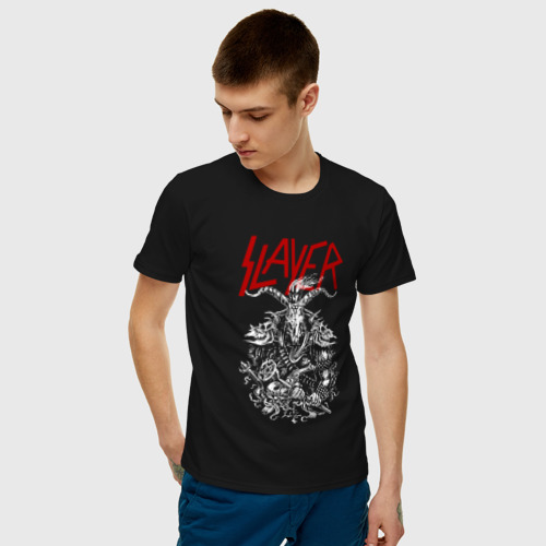 Мужская футболка с принтом Slayer, фото на моделе #1