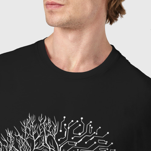 Мужская футболка хлопок с принтом Дерево Киберпанк, фото #4