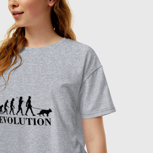 Женская футболка хлопок Oversize с принтом Evolution, фото на моделе #1