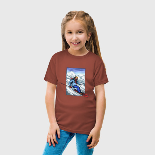 Детская футболка хлопок с принтом Лыжный Спорт, вид сбоку #3