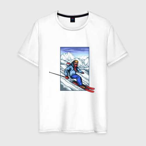 Мужская футболка с принтом Лыжный Спорт, вид спереди #2