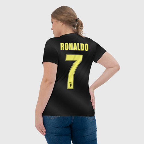 Женская футболка 3D с принтом Ronaldo alternative 18-19, вид сзади #2