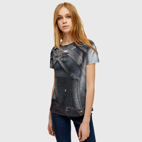 Женская футболка 3D с принтом Геральт: снаряжение, фото на моделе #1