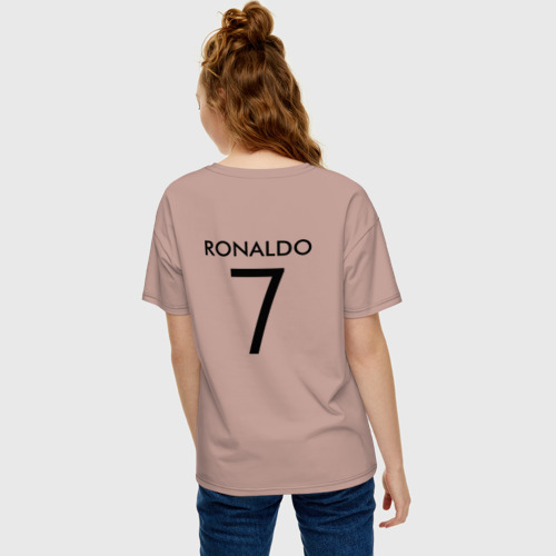 Женская футболка хлопок Oversize с принтом Ronaldo juve sport, вид сзади #2